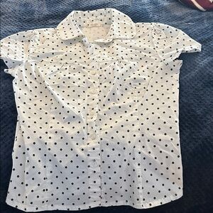 John Galt for Brandy Melville White Polka Dot Ladies Button Down Blouse